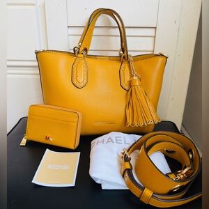 Set of 2 Michael Kors Brooklyn Pebbled Leather Satchel with Coin Purse